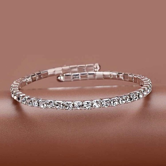 Rhinestone Cuff Bangle Bracelet - Picture 5 of 6